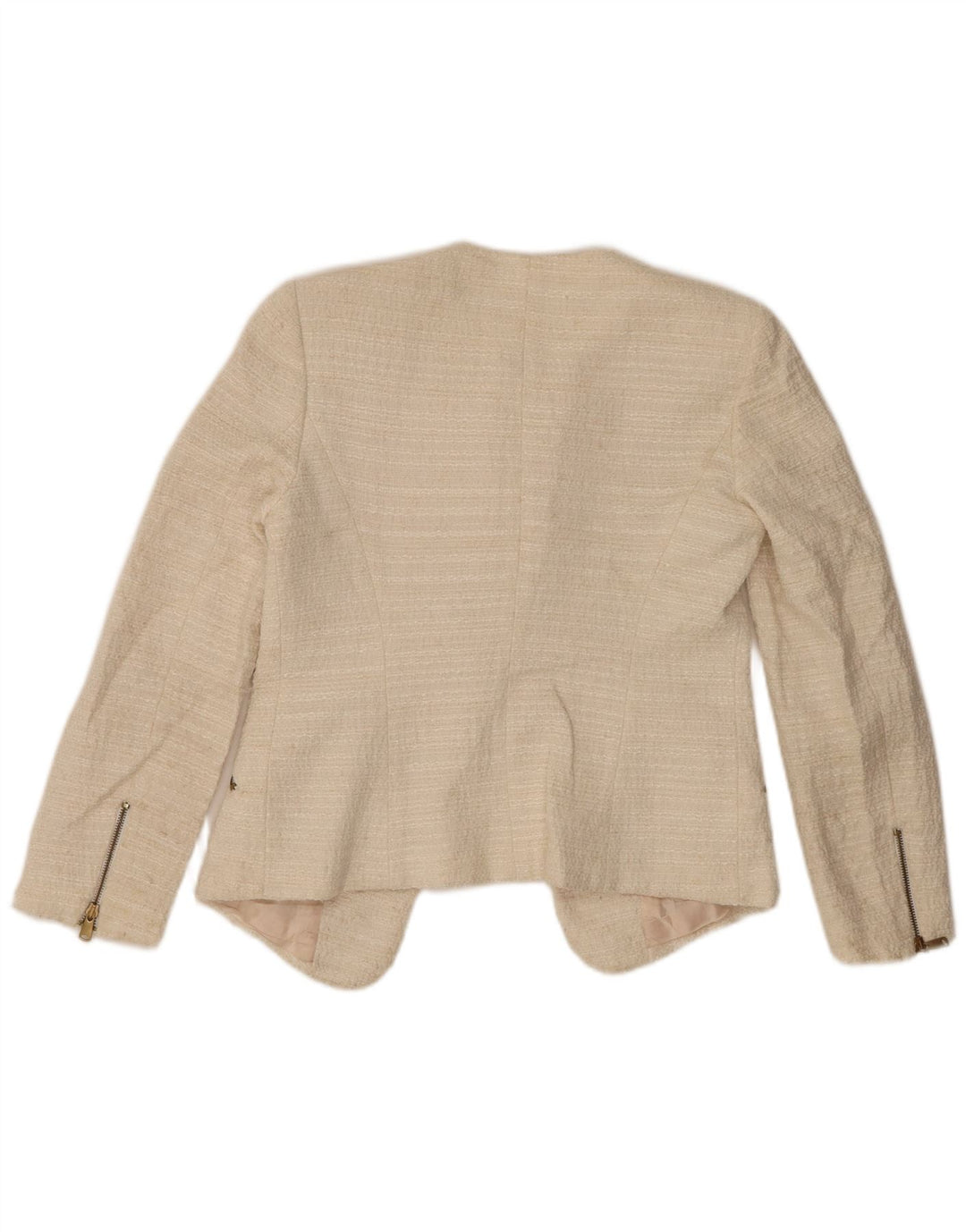 Offene Blazerjacke für Damen von Zara, Gr. 10, Größe S, gebrochenes Weiß, Polyacryl