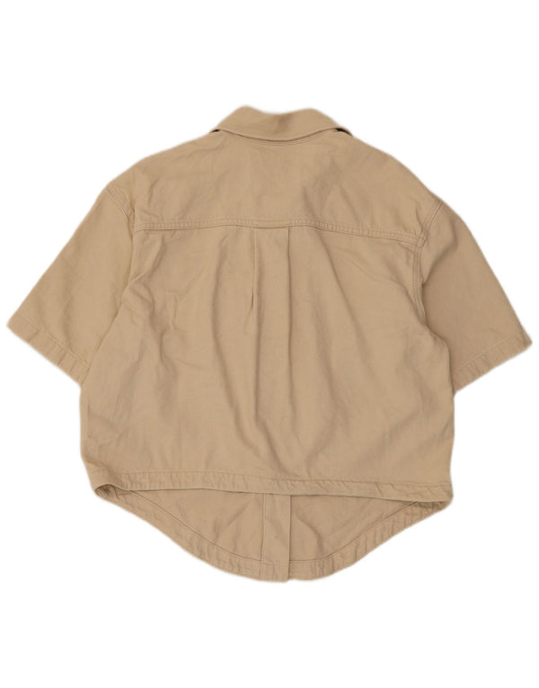 Cos Womens Kurzarm-Oversize-Hemd EU 36 Small Beige Baumwolle