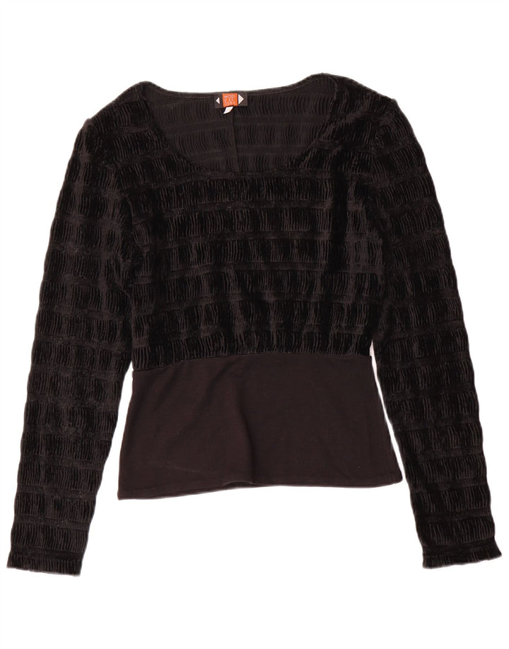 Vintage Damen Bluse Top UK 10 Small Schwarz