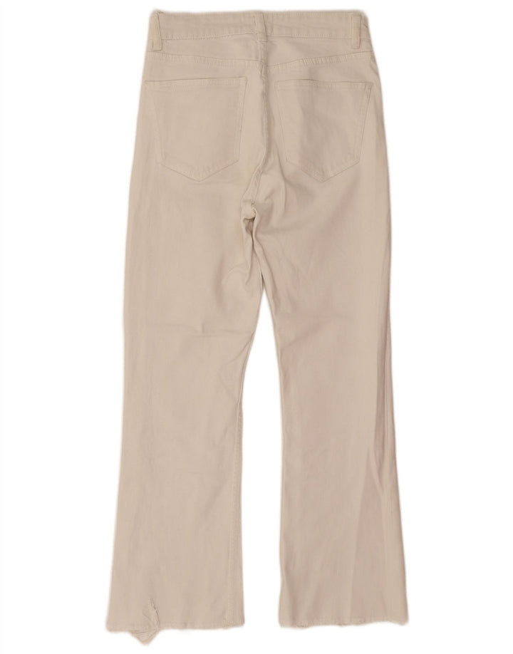 Gerade Bootcut-Jeans für Damen von Zara, EU 38, Größe S, W28, L26, cremefarbene Baumwolle