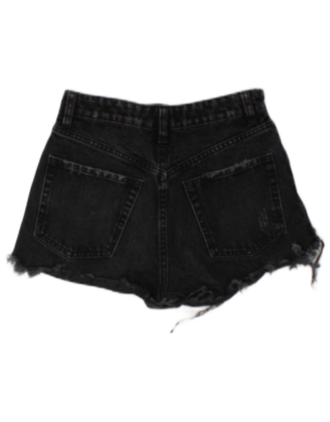Zara Damen Distressed Denim Shorts EU 34 2XS W24 Grau