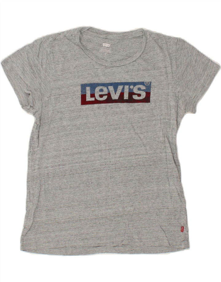 LEVI'S Womens Graphic T-Shirt Top UK 12 Medium Grey Flecked Vintage Levi's and Second-Hand Levi's from Messina Hembry 