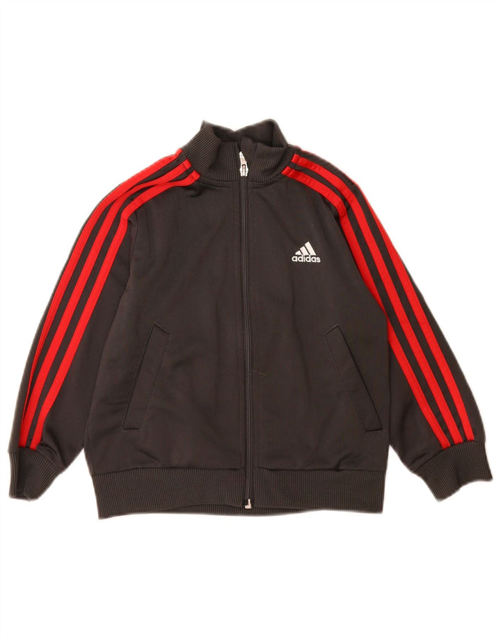 Adidas Jungen-Trainingsanzug-Top-Jacke, 4–5 Jahre, graues Polyester