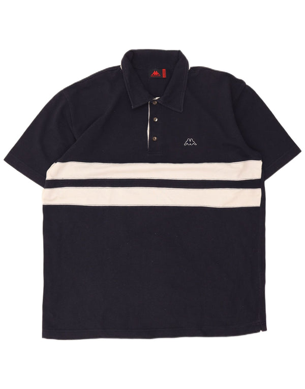 Kappa Herren Poloshirt XL Marineblau Colourblock Baumwolle