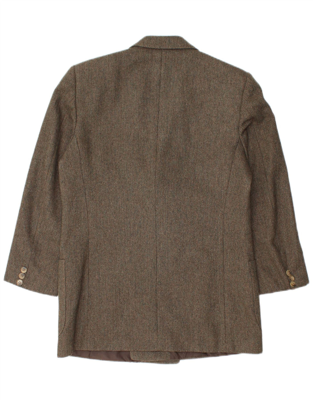 Vintage Herren Zweireiher Blazer Jacke IT 48 Mittelgrünes Fischgrätenmuster
