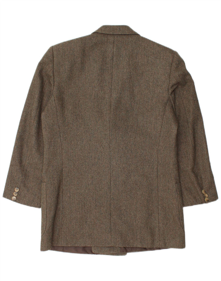 Vintage Herren Zweireiher Blazer Jacke IT 48 Mittelgrünes Fischgrätenmuster
