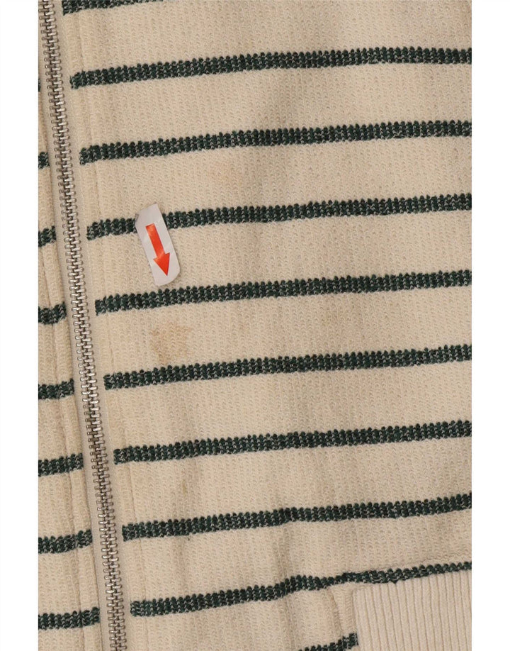 Zara Herren-Cardigan-Pullover aus mittelweiß gestreifter Baumwolle