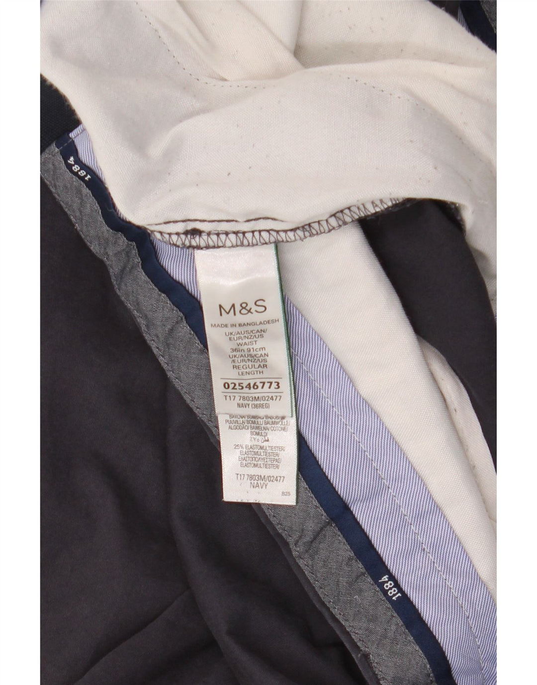 Marks & Spencer Herren-Chinoshorts W36, Größe L, Marineblau, Baumwolle