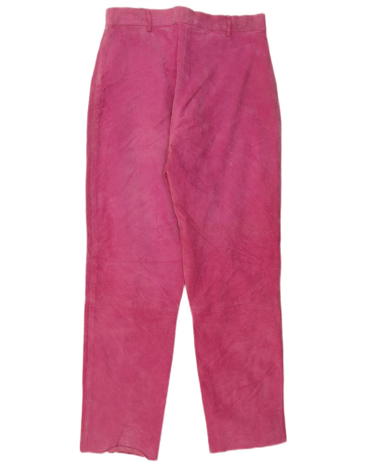 VINTAGE Gerade Wildlederhose für Damen UK 16 Groß W30 L29 Rosa Leder