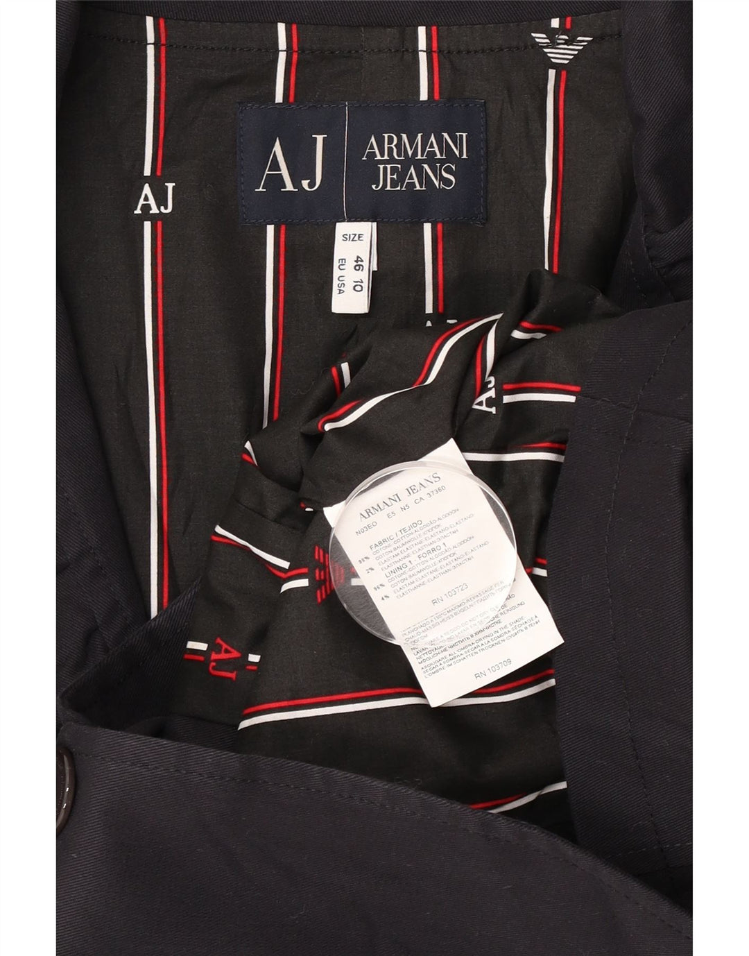 Armani Jeans Damen Crop 1 Button Blazer Jacke US 10 Large Marineblau
