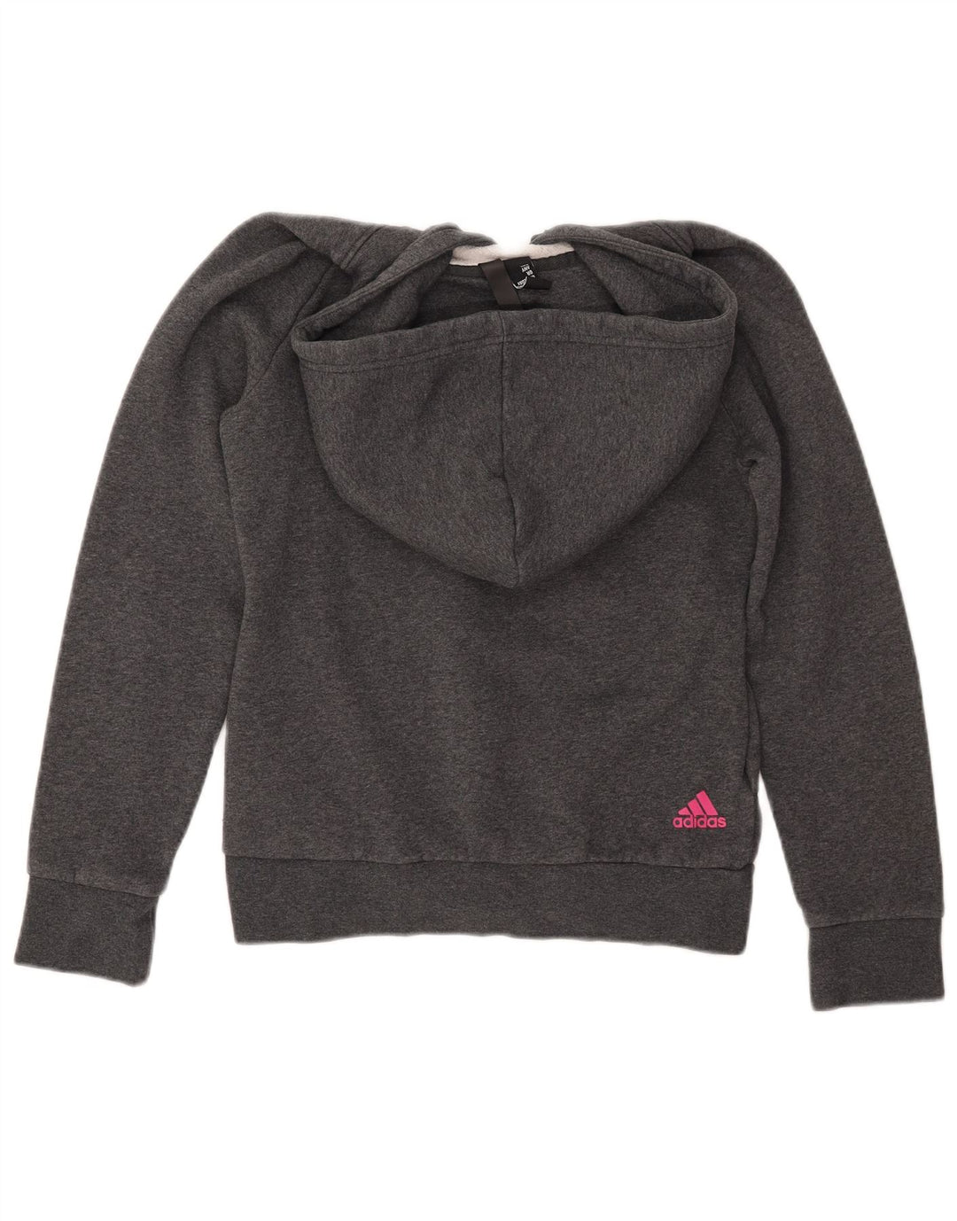 ADIDAS Damen Graphic Hoodie Pullover UK 8/10 Small Graue Baumwolle