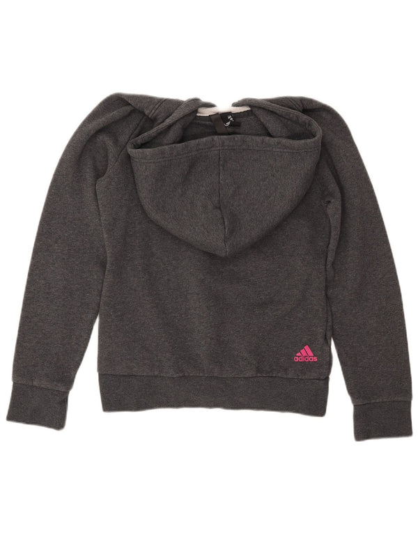 ADIDAS Damen Graphic Hoodie Pullover UK 8/10 Small Graue Baumwolle