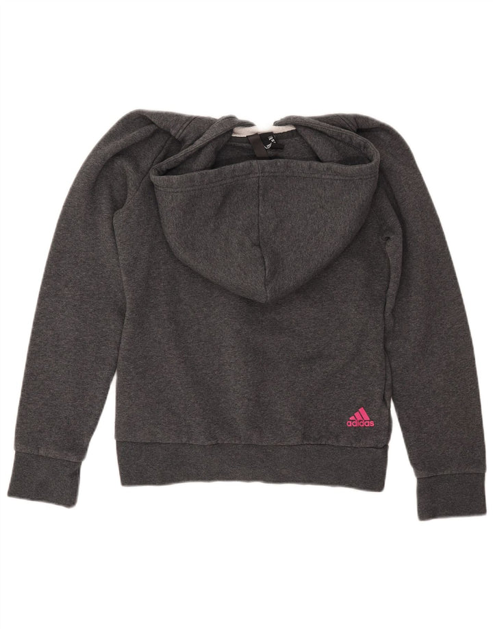 ADIDAS Damen Graphic Hoodie Pullover UK 8/10 Small Graue Baumwolle