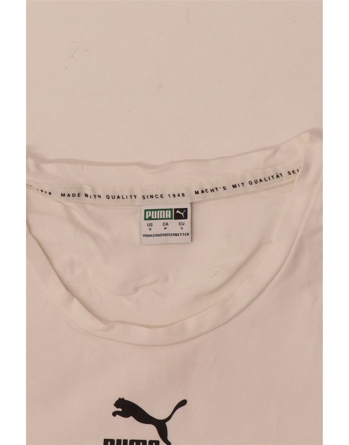 Puma Damen Crop Graphic T-Shirt Top UK 8 Small Weiß