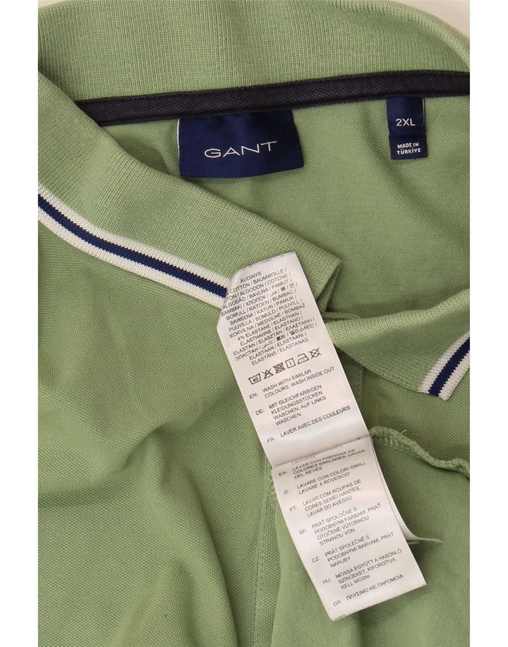 Gant Herren Poloshirt 2XL grün gestreift aus Baumwolle