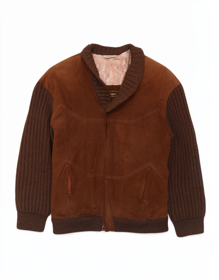 Bizzarro Herren-Wildlederjacke IT 50 Large Brown Colourblock