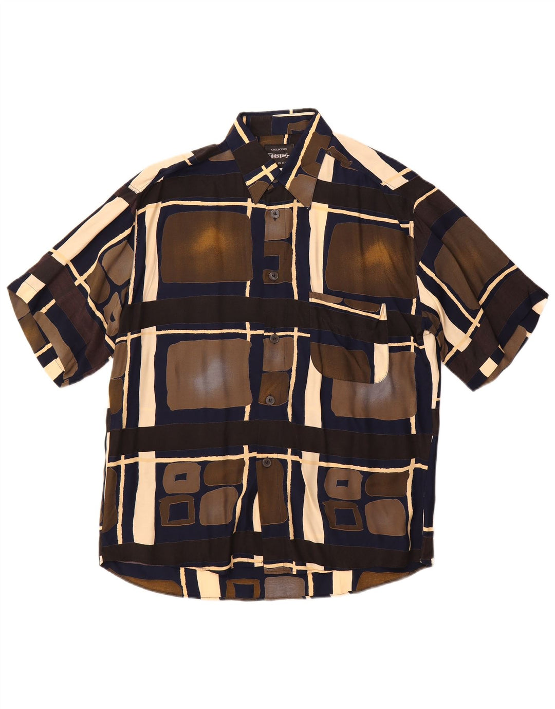 Tipo' S Herren-Kurzarmhemd, mittlere, mehrfarbige, geometrische Viskose