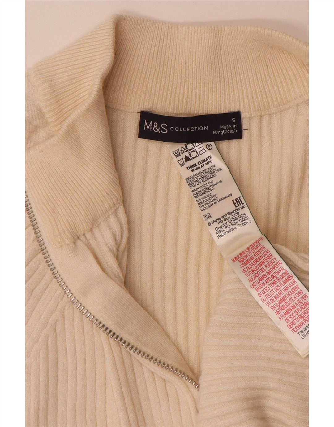 Marks & Spencer Damen-Pullover, übergroß, mit Reißverschluss, Gr. 10, Größe S, Beige