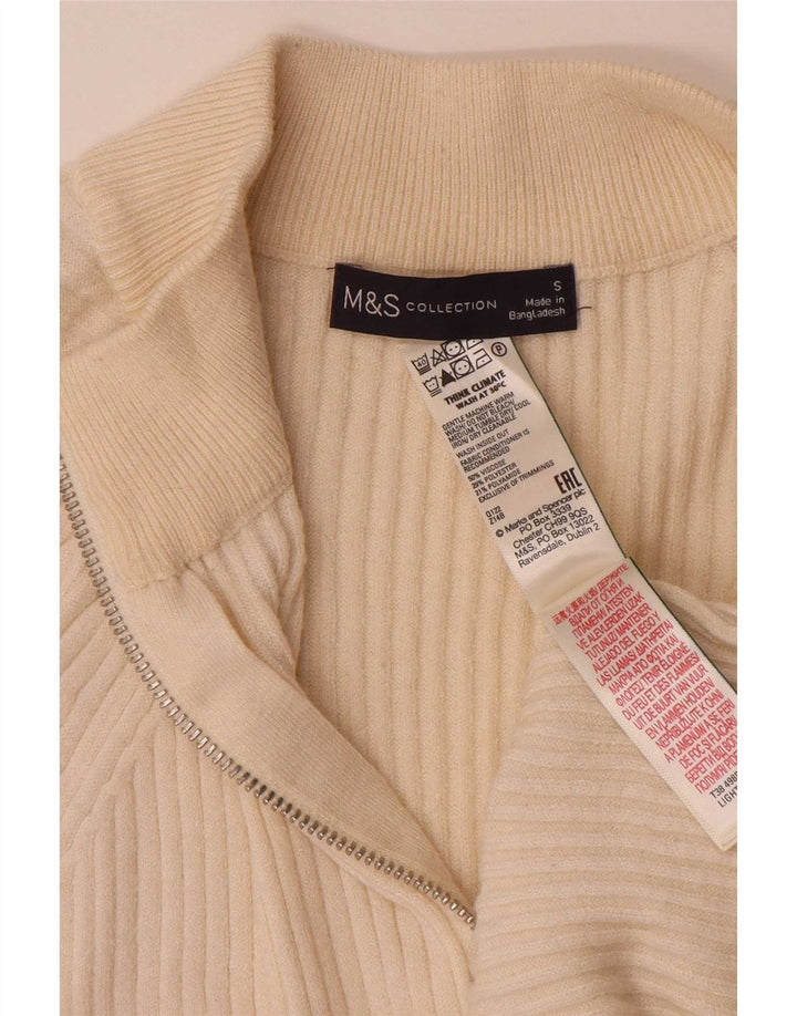 Marks & Spencer Damen-Pullover, übergroß, mit Reißverschluss, Gr. 10, Größe S, Beige