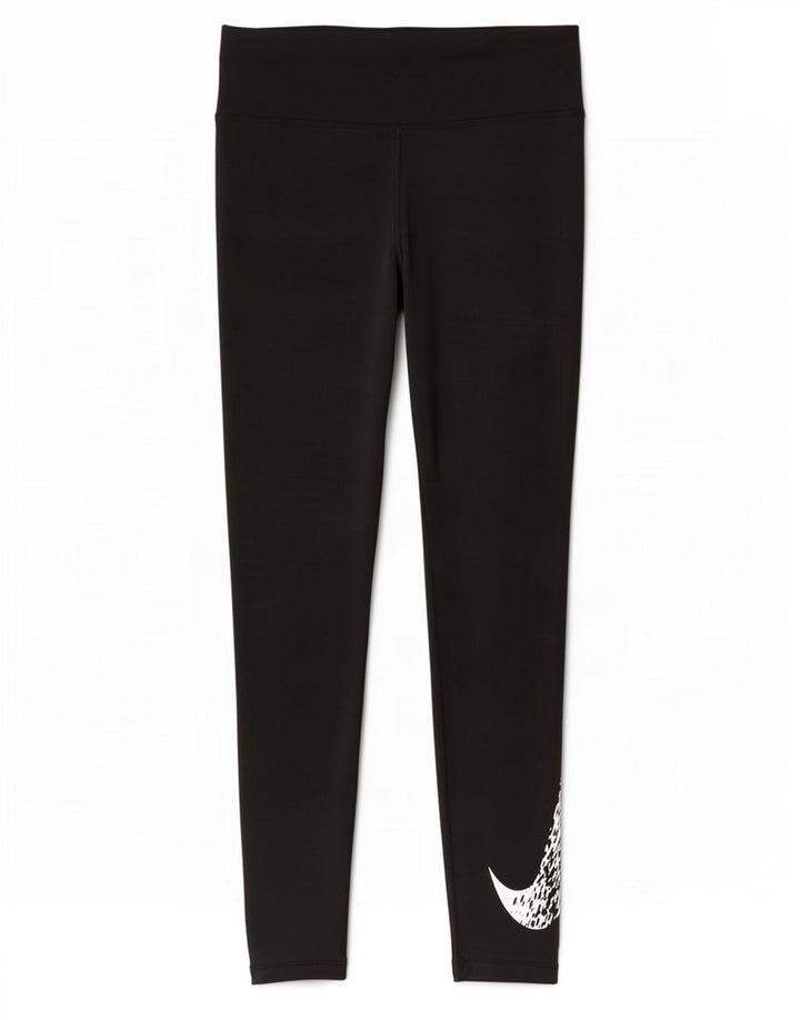 Nike Damen Dri Fit Graphic Leggings UK 12 Mittelschwarzes Polyester