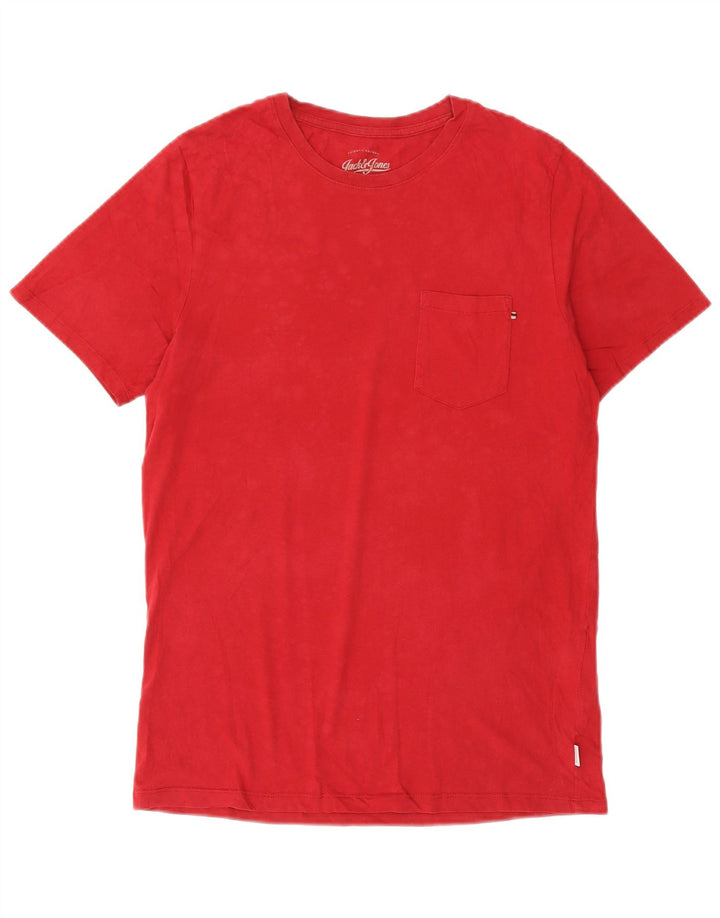 Jack & Jones Slim Fit T-Shirt-Oberteil für Herren aus mittelroter Baumwolle
