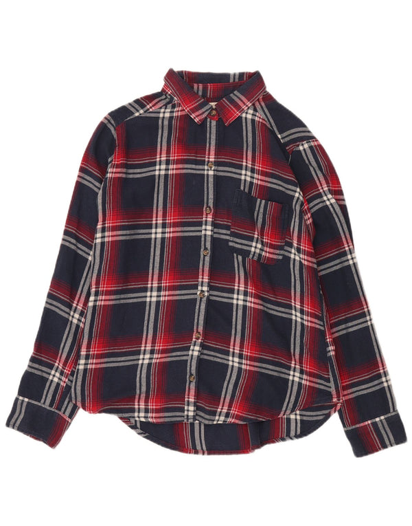 HOLLISTER Flanellhemd für Damen, UK 14, mittelblau, kariert, Baumwolle