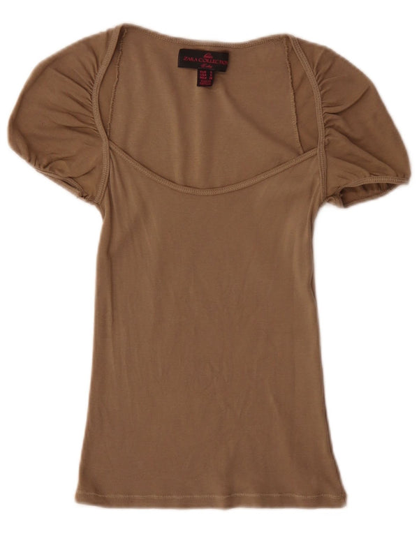 Zara Damen Bluse Top UK 8 Small Grau