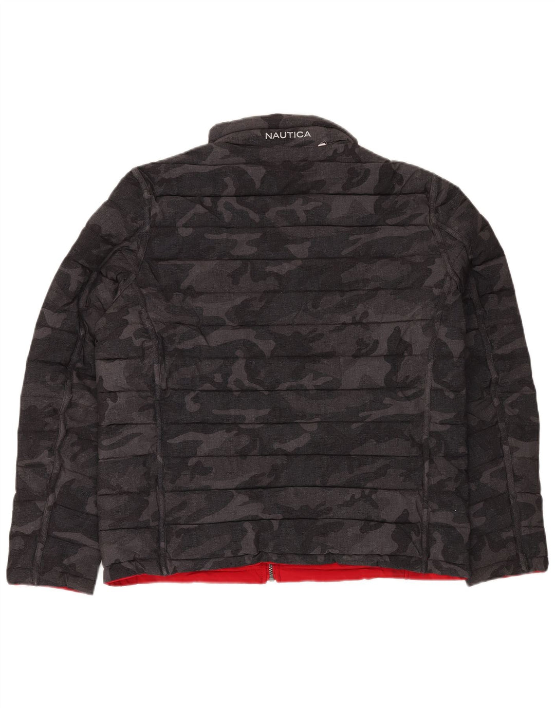 NAUTICA Herren Reversible Wattierte Jacke UK 40 Große Schwarze Tarnung