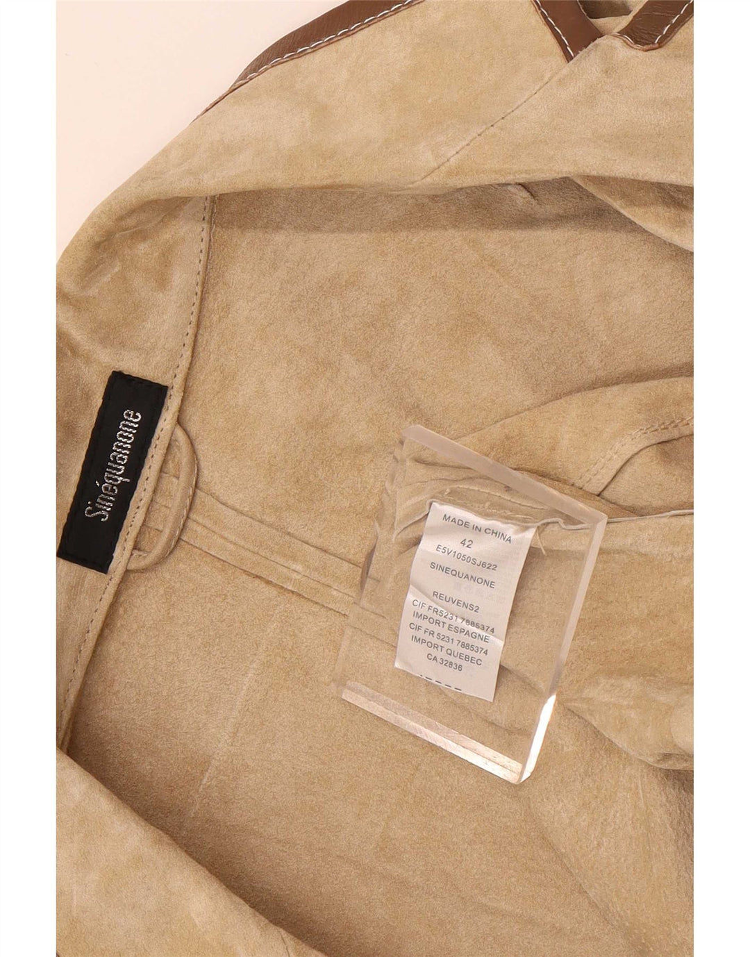 Sinequanone Damen Bolerojacke aus Wildleder mit 3/4-Ärmeln IT 42 Mittelbeige