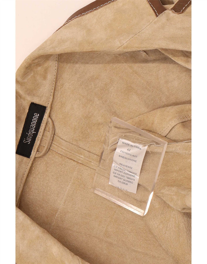 Sinequanone Damen Bolerojacke aus Wildleder mit 3/4-Ärmeln IT 42 Mittelbeige