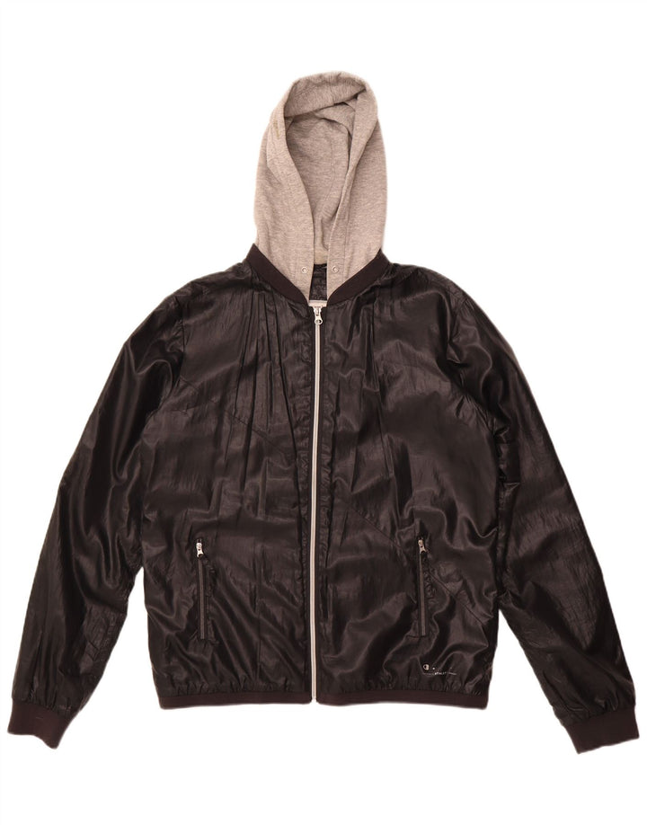 Champion Damen-Bomberjacke mit Kapuze, UK 18, XL, Schwarz, Polyester