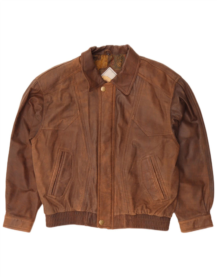 Vintage Herren Lederjacke IT 52 XL Braun