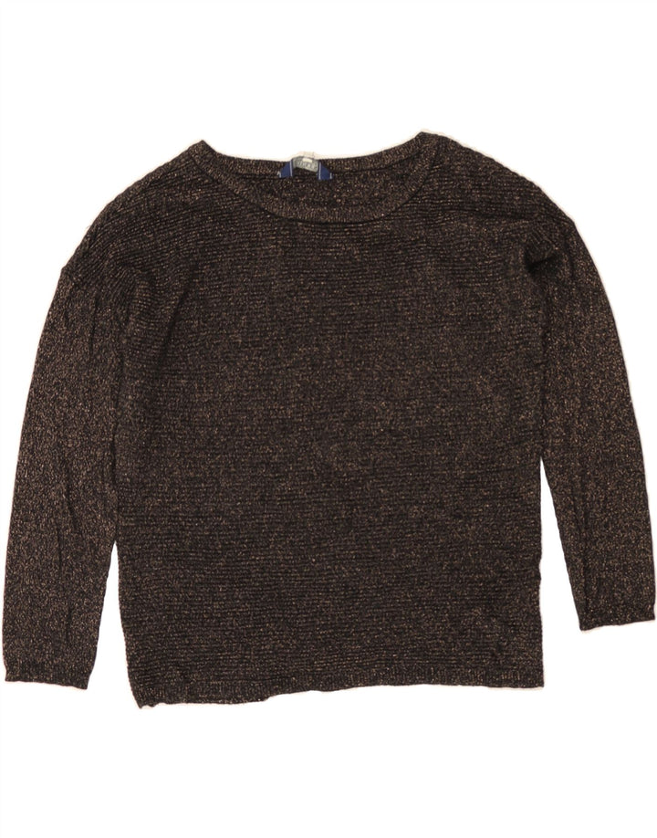 JULES Womens Oversized Boat Neck Jumper Sweater UK 10 Small  Black Flecked Vintage Jules and Second-Hand Jules from Messina Hembry 