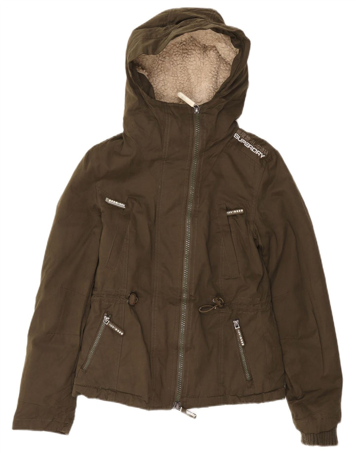 Superdry Damen The Windparka Hooded Utility Jacke UK 6 XS Grün Polyester