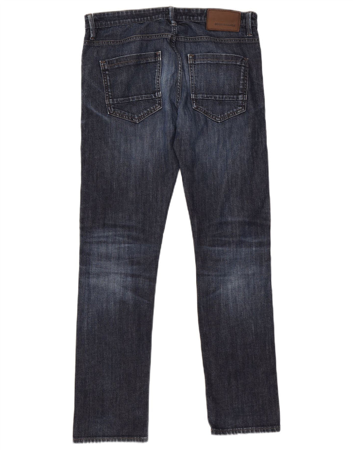 Hugo Boss Herren Straight Jeans W33 L32 Marineblaue Baumwolle
