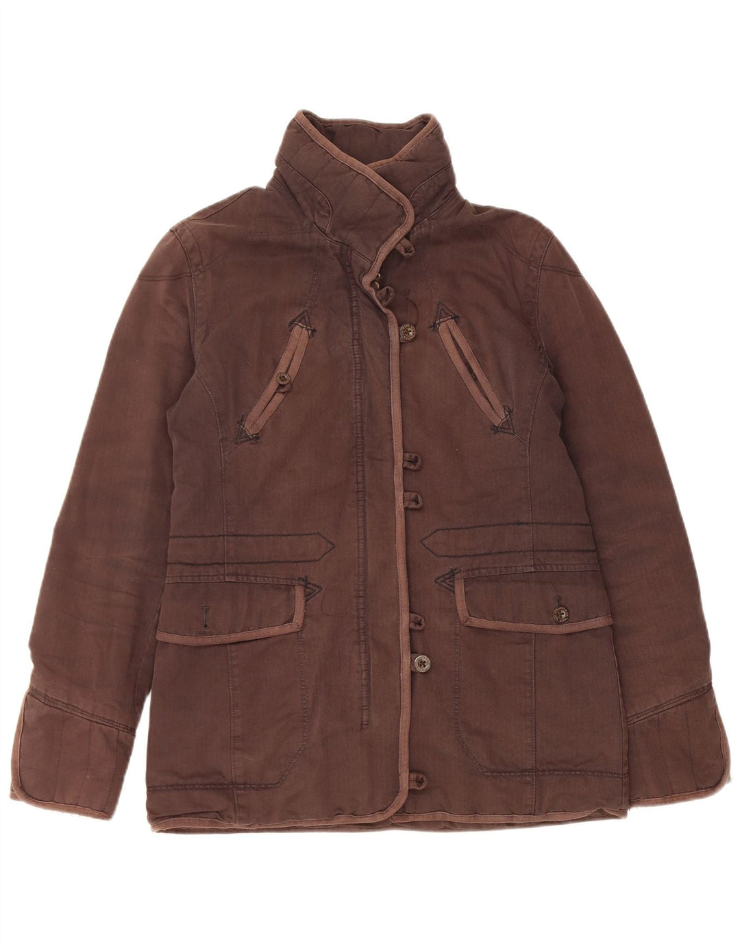 Levi's Damen-Windbreaker-Jacke, UK 10, kleines braunes Fischgrätenmuster