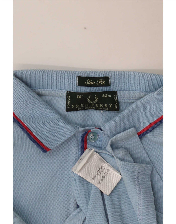 Fred Perry Herren-Poloshirt mit schmaler Passform, kleine blaue Baumwolle
