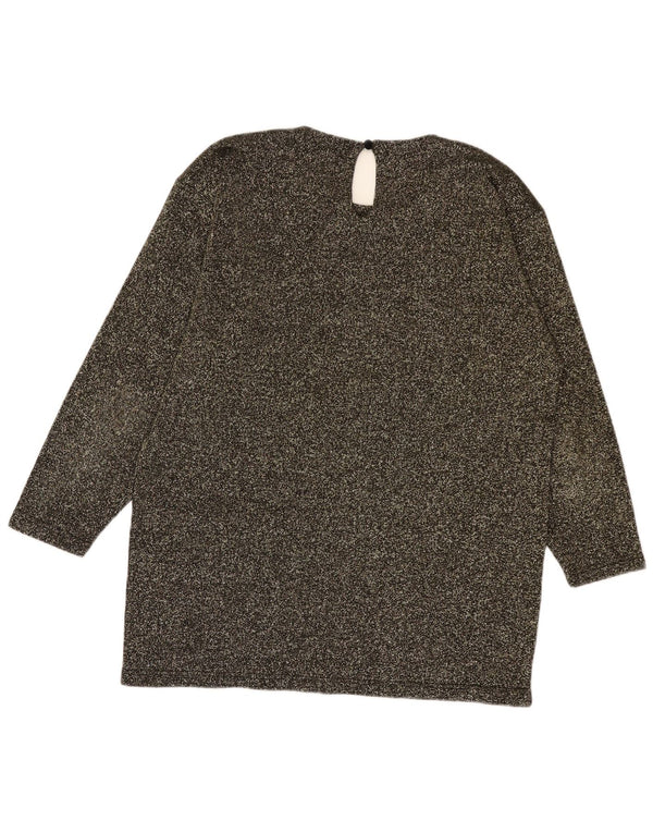 Vintage Damen-Pullover mit U-Boot-Ausschnitt, UK 16, großes goldgeflecktes Acryl