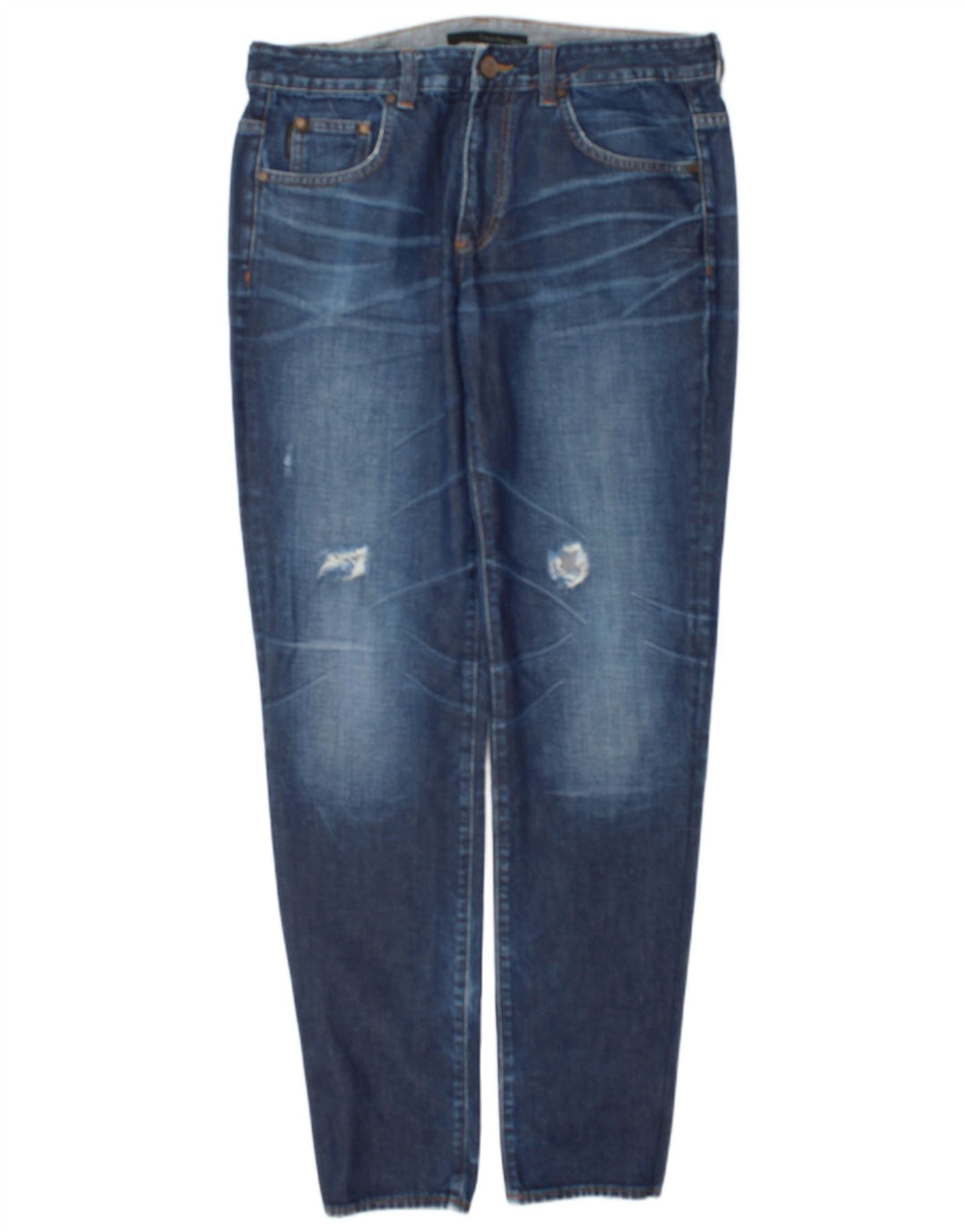 Calvin Klein Herren Distressed Regular Slim Jeans W32 L34 Blaue Baumwolle