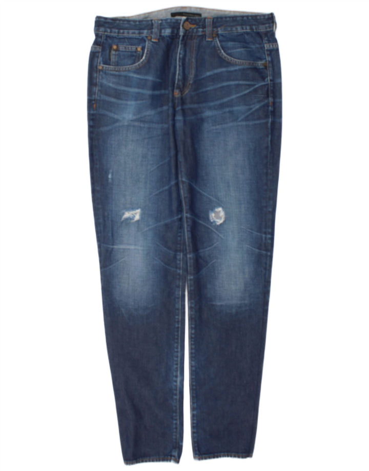 Calvin Klein Herren Distressed Regular Slim Jeans W32 L34 Blaue Baumwolle
