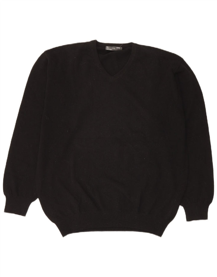Zara Herren-Pullover mit V-Ausschnitt, große schwarze Wolle
