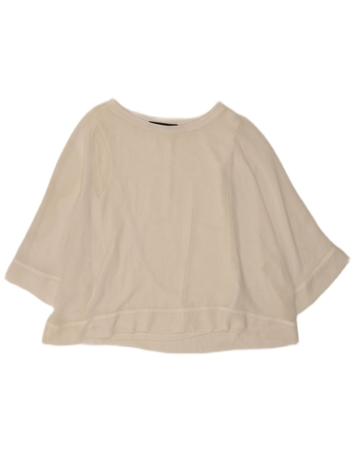 Zara Damen-Blusenoberteil mit 3/4-Ärmeln, UK-Größe 44, Mittelweiß, Polyester