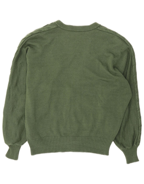 Vintage Damen Cardigan Pullover UK 16 Große Khaki Baumwolle