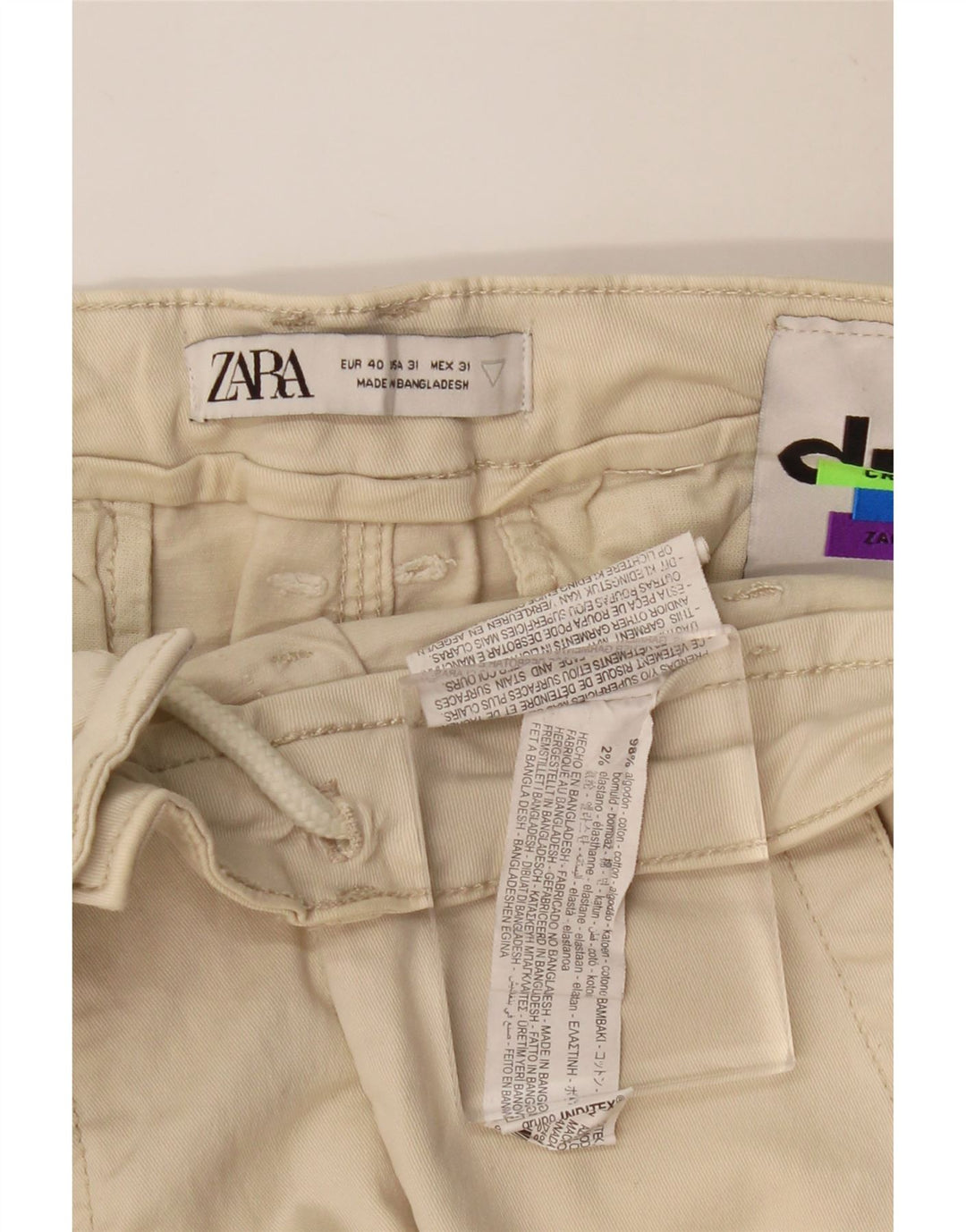 Gerade Cargohose für Herren von ZARA, EU 40, Größe M, W31, L27, Beige, Baumwolle