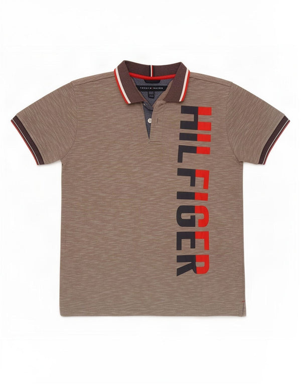 Tommy Hilfiger Jungen-Poloshirt mit Grafik, 12–13 Jahre, Mittelgrau meliert