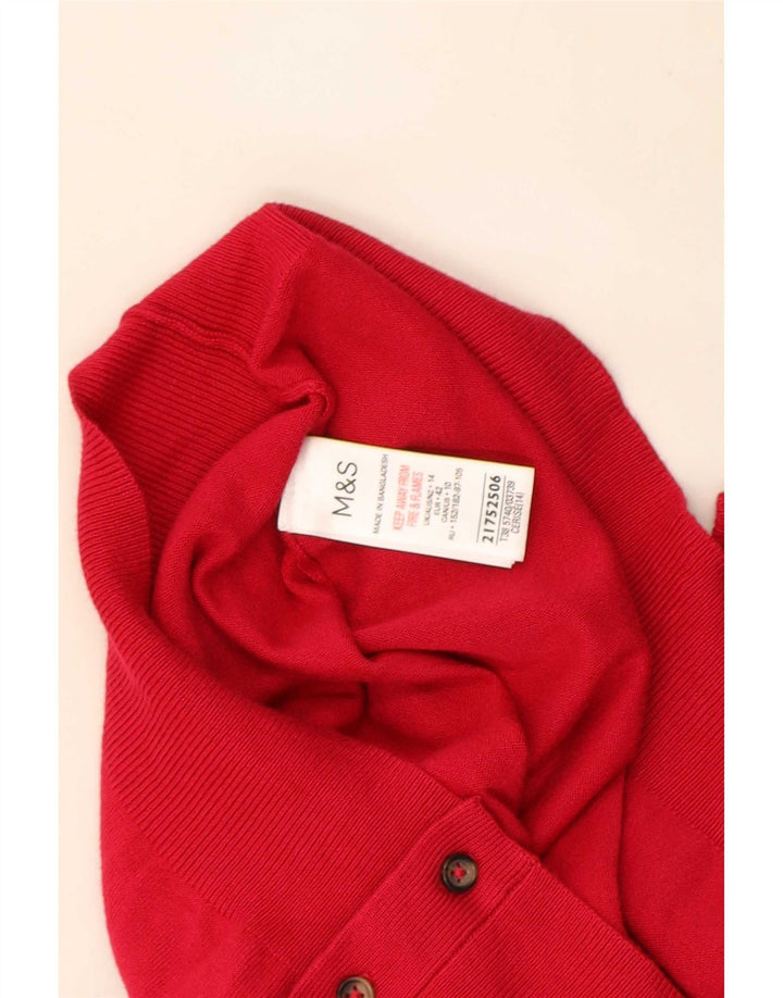 Marks & Spencer Damen Strickjacke Pullover UK 14 Große rote Viskose