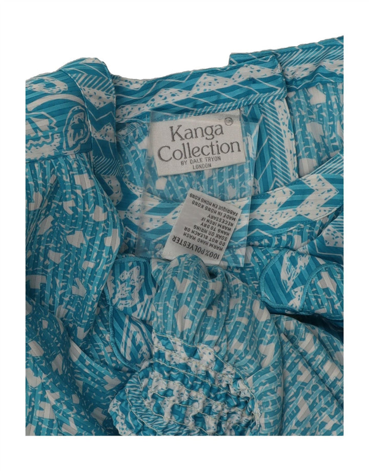 VINTAGE Womens Blouse Top UK 18 XL Blue Floral Polyester Vintage Vintage and Second-Hand Vintage from Messina Hembry 
