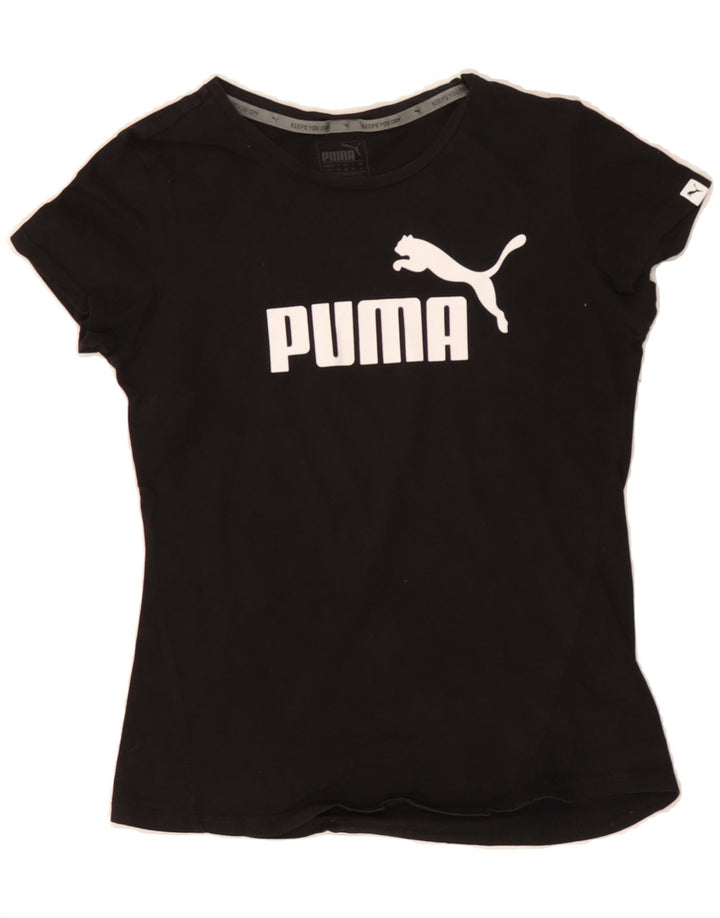PUMA Womens Graphic T-Shirt Top UK 10 Small Black Vintage Puma and Second-Hand Puma from Messina Hembry 