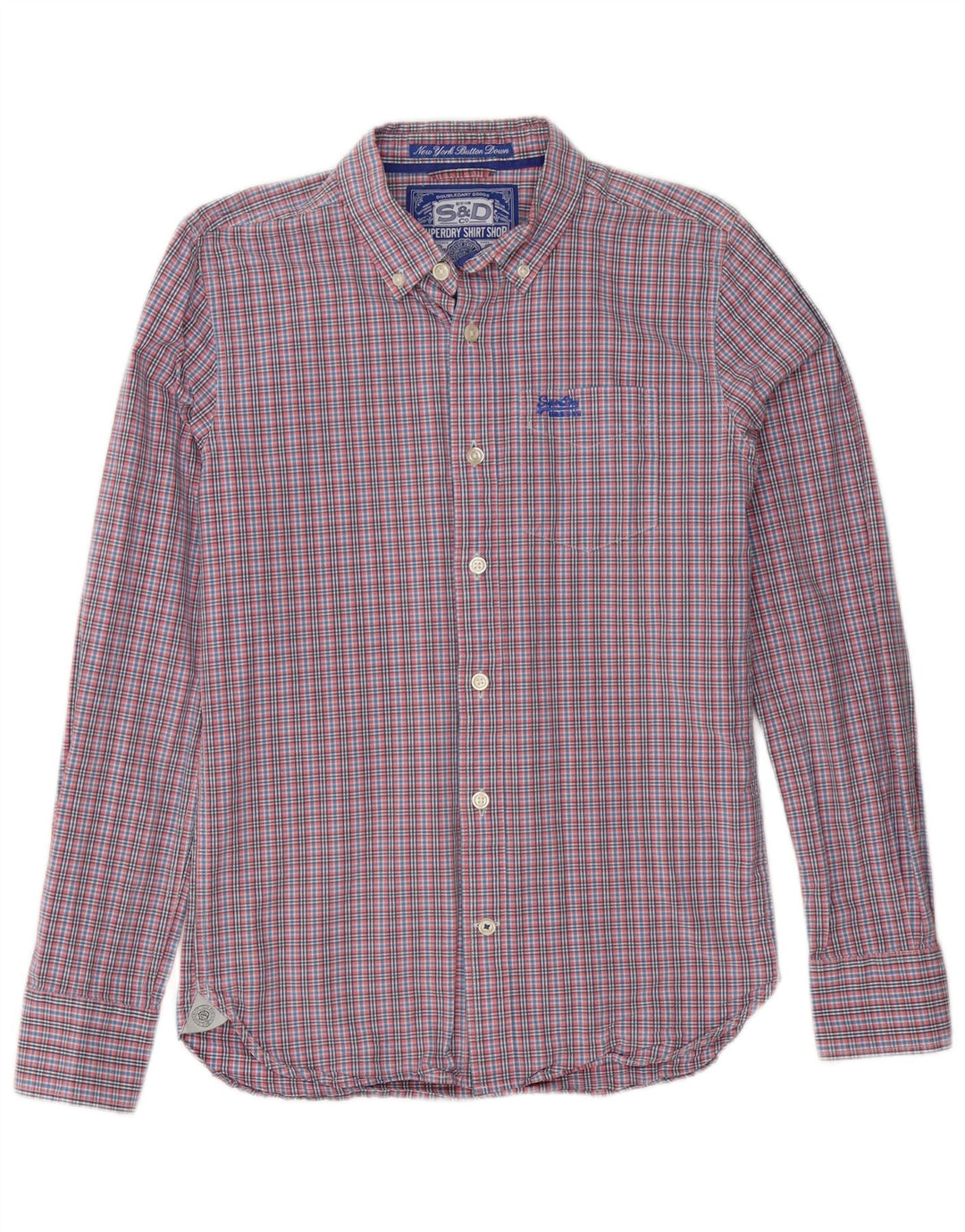 Superdry Herren-Hemd aus mittelrosa Gingham-Baumwolle