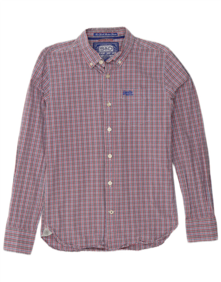 Superdry Herren-Hemd aus mittelrosa Gingham-Baumwolle